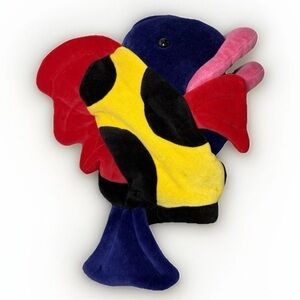 Vintage 1997 The Manhattan Toy Company Multi Color F-Lips Fish Hand Puppet Plush